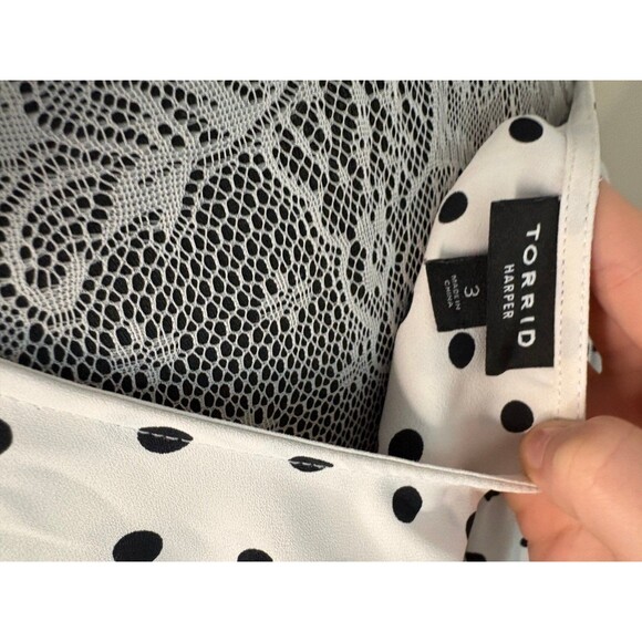 Torrid Black White Polka Dot Blouse Size 3X 3 Women’s - Picture 5 of 6